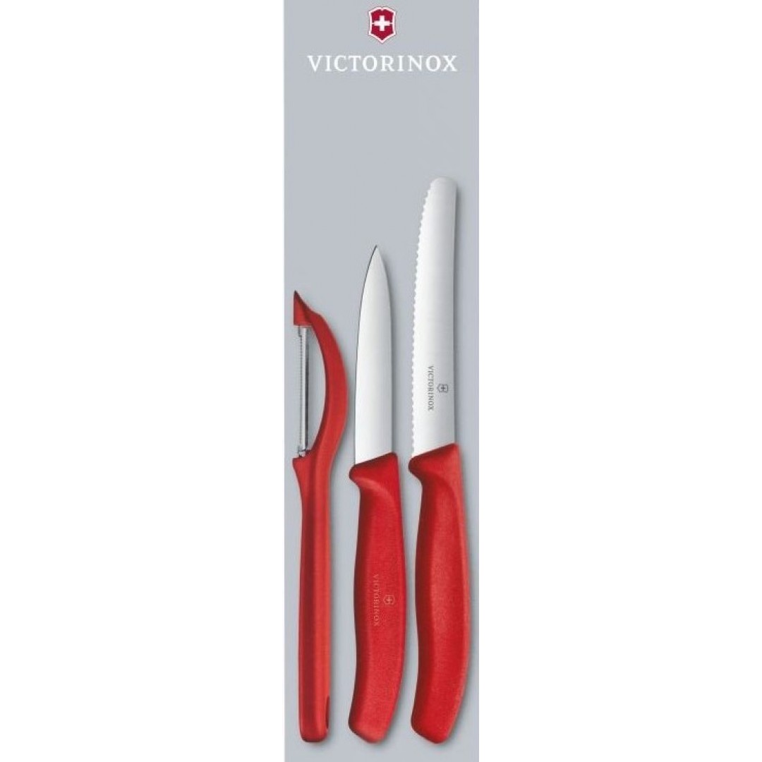 Victorinox 3 LÜ SOYMA BIÇAK SETİ KIRMIZI 11 CM DOMATES BIÇAĞI 8 CM SOYMA BIÇAĞI DOMATES SOYACAĞI