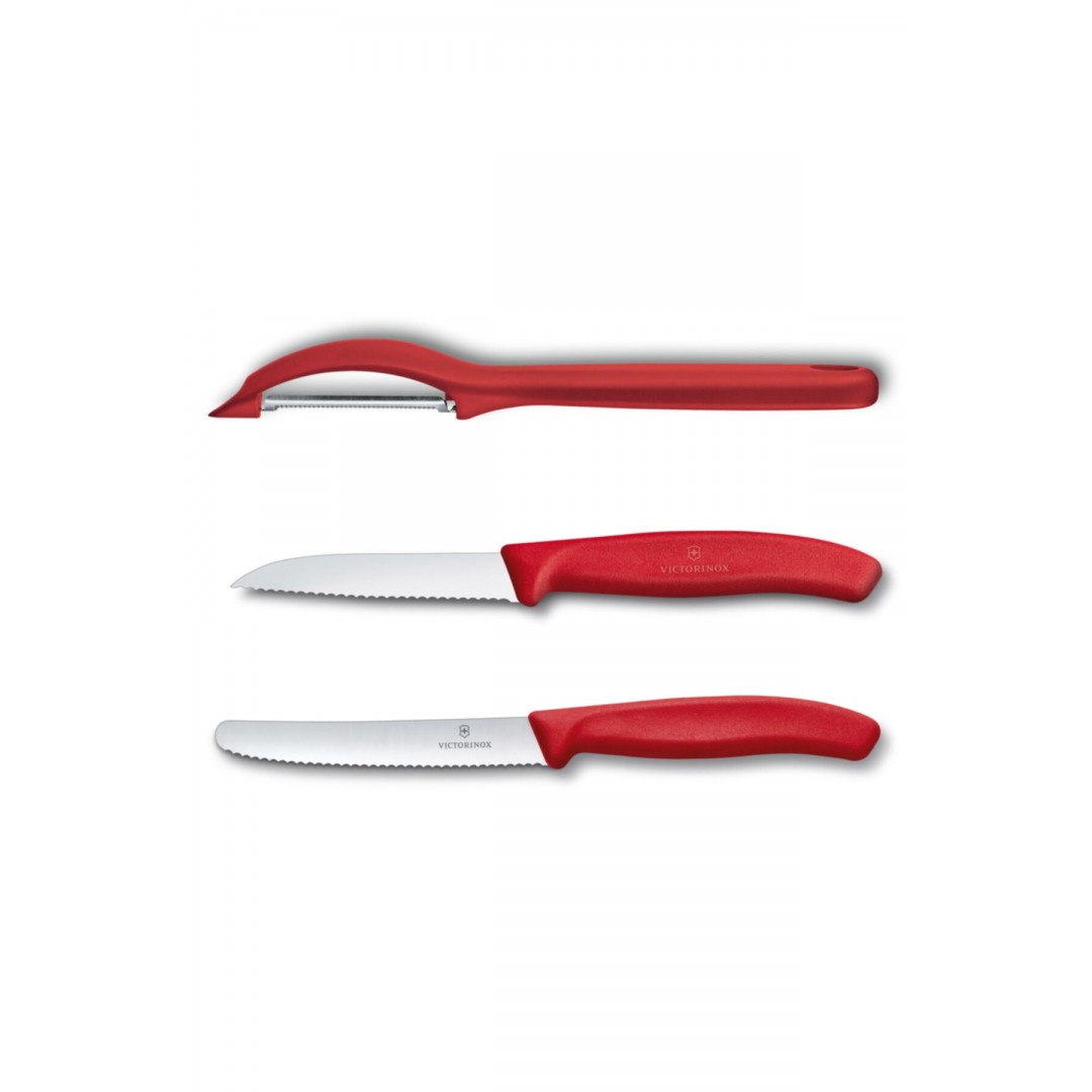 Victorinox Soyacak, Soyma Ve Domates Bıçağı Seti Kırmızı